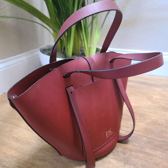 Authentic Zac Posen Merlot Belay Bucket Tote